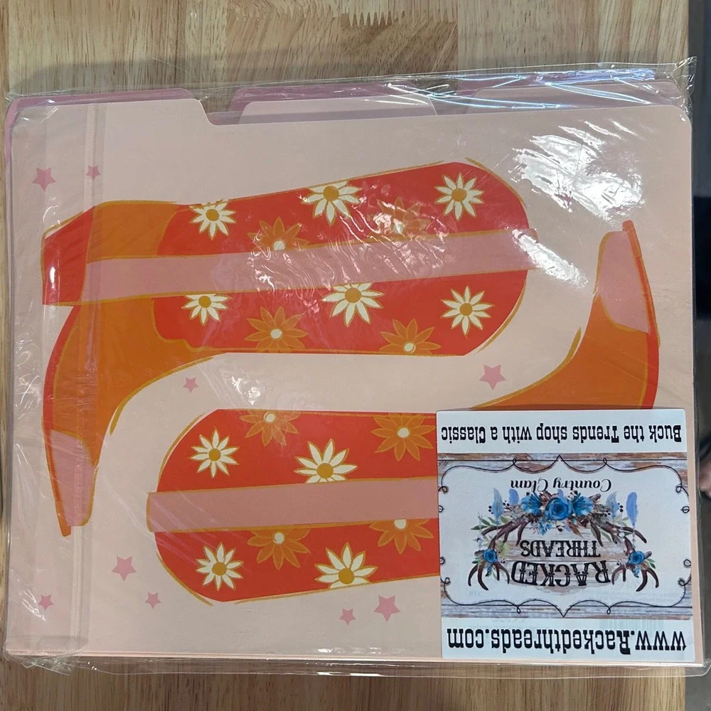Lady Jayne 9 Fashion Folders Pink Cowboy Boots‎ Stars Organizer Set 9.5 X 12
